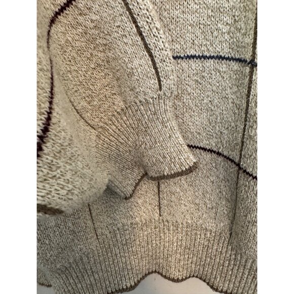David Taylor XL Mens Windowpane Sweater Beige Pattern Golf Themed Embroidered Pu - Picture 6 of 6